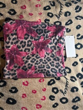 Riley & James Pink Floral Leopard Print Tube Top